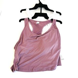 NEW 2 Pc Crop Workout Scoop Neck Tank Tops 90 Degree by Reflex Ultra Soft Women